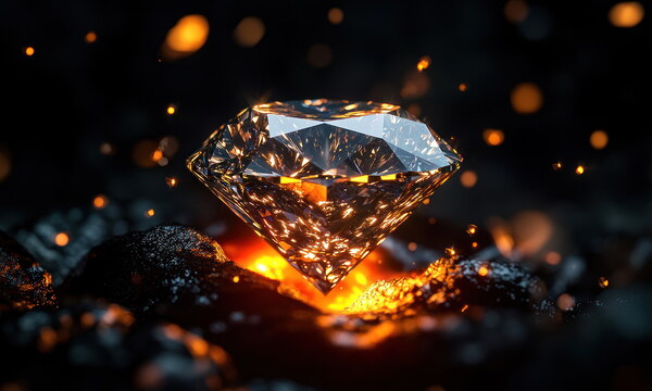 In einem geschliffenen Diamanten spiegeln sich Funken